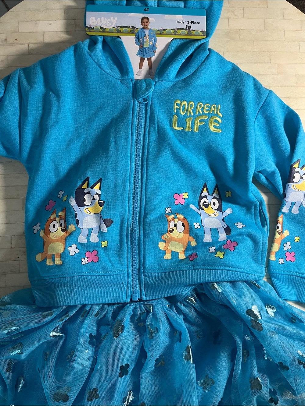 Bluey 3 Piece Matching Set Hoodie, T-Shirt and Tutu - Picture 5 of 7